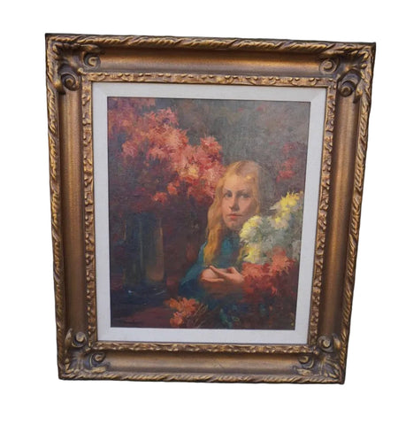 A Portrait of the Artist's Daughters c.1914 by Jean Mannheim, Oil on Canvas P3602