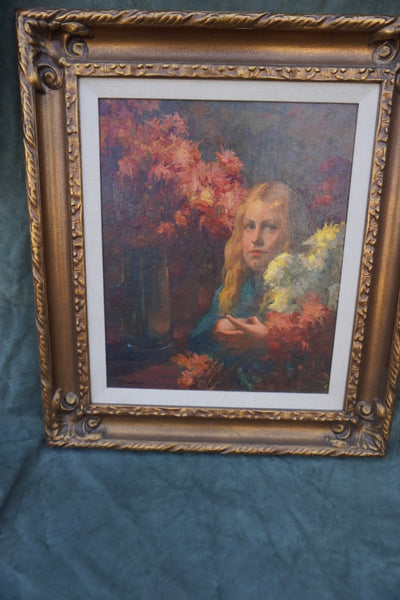 A Portrait of the Artist's Daughters c.1914 by Jean Mannheim, Oil on Canvas P3602