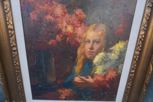 A Portrait of the Artist's Daughters c.1914 by Jean Mannheim, Oil on Canvas P3602
