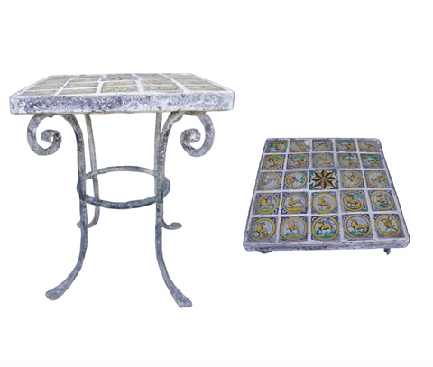 18th Century Portageuse Hand Painted Tile Table F2772