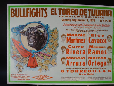 Mexican Bullfighter Poster Featuring the Bull of Bull’s Superior Beer