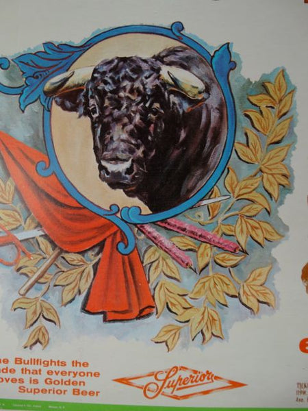 Mexican Bullfighter Poster Featuring the Bull of Bull’s Superior Beer