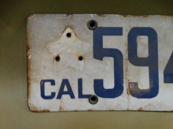 Early California Porcelain License Plate in not so great condition