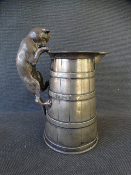 Victorian Silverplate Pitcher with Cat Handle
