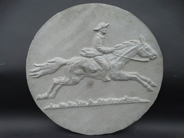 Wells Fargo Pony Express-style rider on horse aluminum plaque