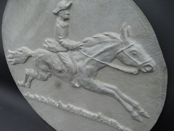 Wells Fargo Pony Express-style rider on horse aluminum plaque
