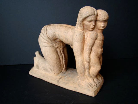 Clay Maquette of Woman and Child by Henry Lion