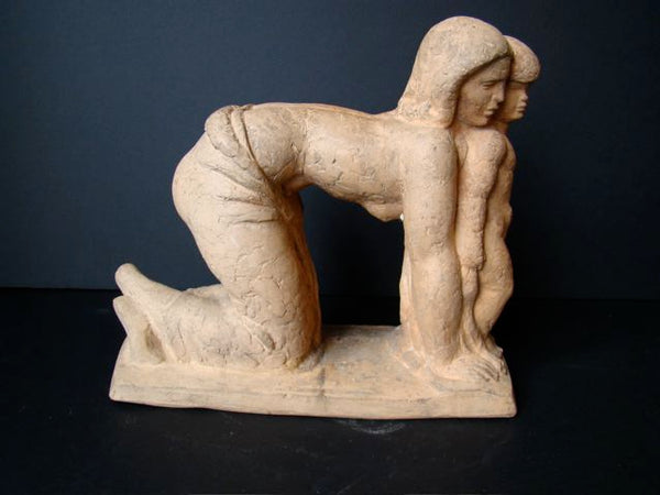 Clay Maquette of Woman and Child by Henry Lion