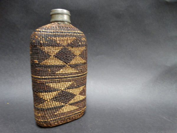 Native American Hupa Flask Basket Bottle
