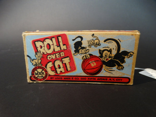 Marx Roll Over Cat in Box Tin Toy