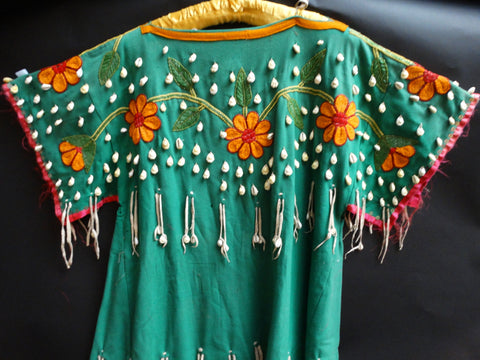 Plateau Indian Trade Cloth Dress with Cowries and Embroideries