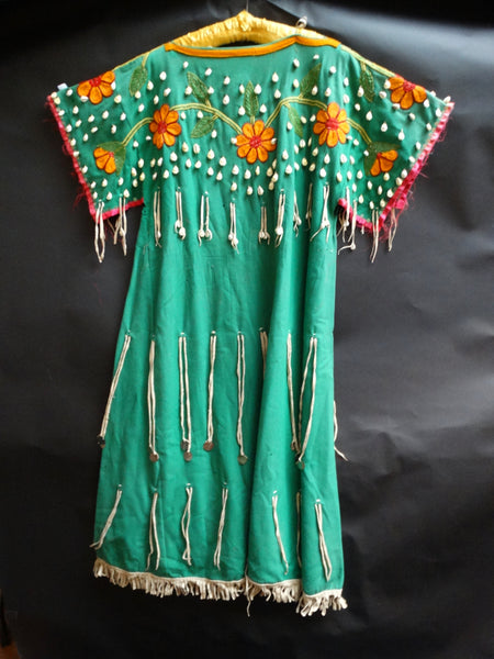 Plateau Indian Trade Cloth Dress with Cowries and Embroideries