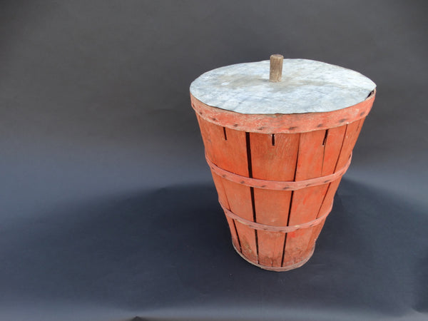 Orange New Mexican Fruit Basket with Wooden Handled Tin Lid