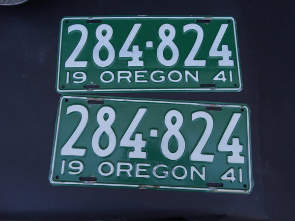 Oregon License Plates, pair, 1941.