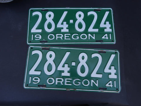 Oregon License Plates, pair, 1941.