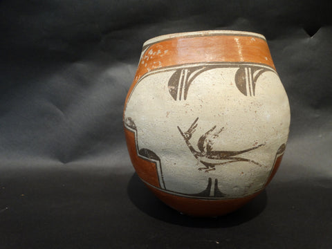 Burnished Zia Pot Roadrunner Motif circa 1910