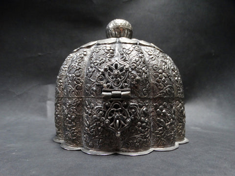 Moroccan Moorish Silverplate-over-Copper Jewelry Box c1900
