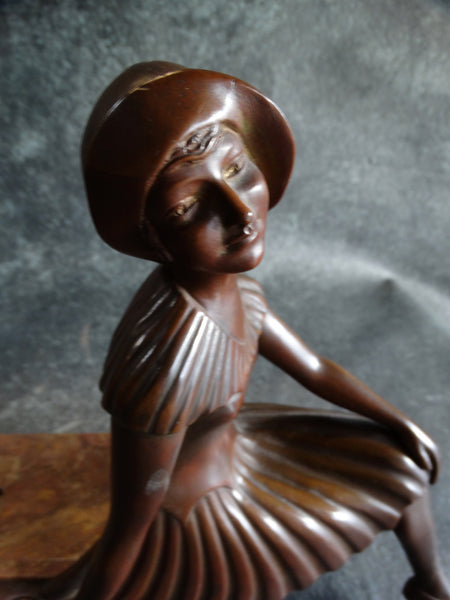 German Bronze Bookend of a Coquette 1920s