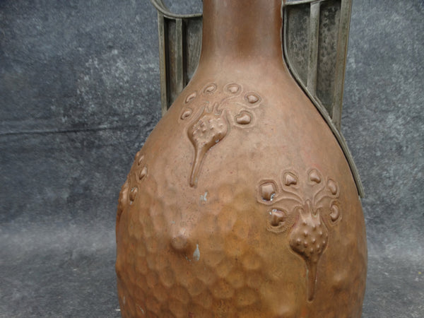 Winhart & Co  Ludwig Vierthaler Seaform Repoussé Copper Vase - Silver Over Brass Handles 1905