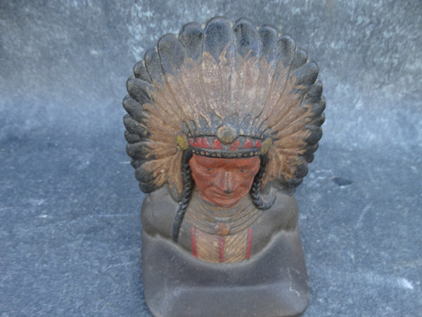 Arts & Crafts Cast Iron Indian Chief Single Bookend