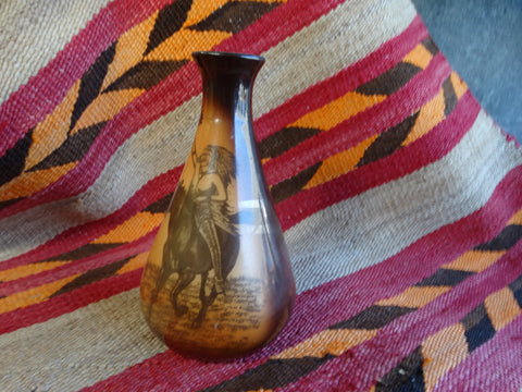 Arts & Crafts Transfer Vase - Indian Chief on Horseback- A2332