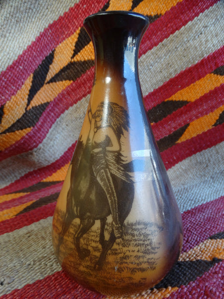 Arts & Crafts Transfer Vase - Indian Chief on Horseback- A2332