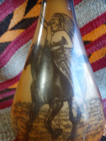 Arts & Crafts Transfer Vase - Indian Chief on Horseback- A2332