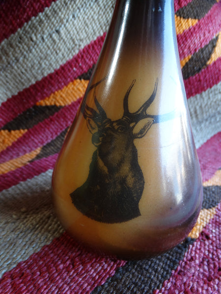 Arts & Crafts Glass Transfer Vase - Stag Head - A2333