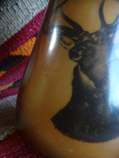 Arts & Crafts Glass Transfer Vase - Stag Head - A2333