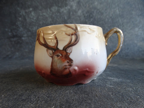 19th Century Porcelain Cup with Elk Decoration A2364