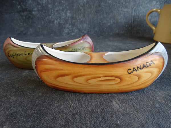 Pair of Canadian Porcelain Canoe Planters A2367