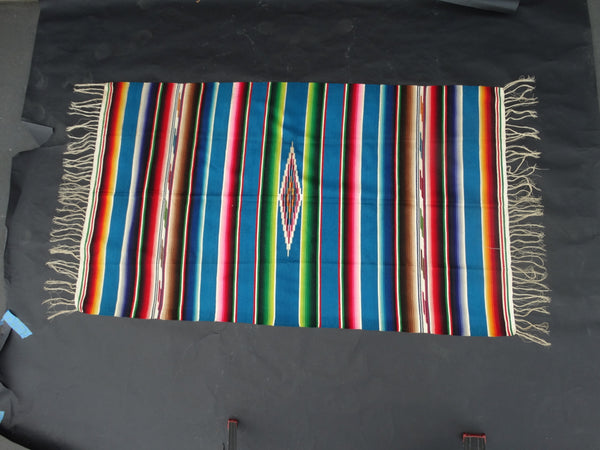 Blue Mexican Serape circa 1940s A2409