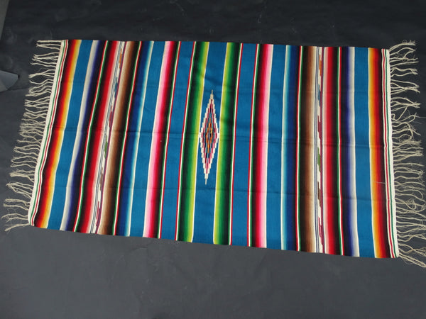 Blue Mexican Serape circa 1940s A2409