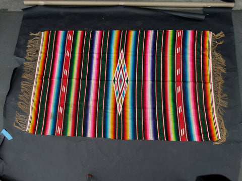 Dark Green Mexican Serape circa 1940s A2410