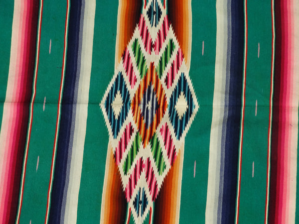 Emerald Green 1930s Mexican Serape A2413