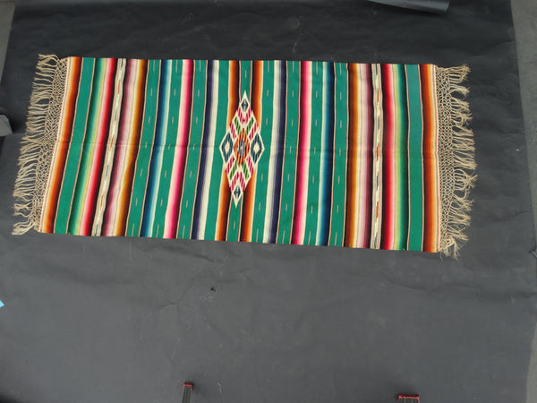 Emerald Green 1930s Mexican Serape A2413