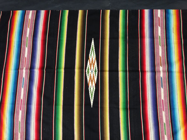 Black Mexican Serape with Corresponding Color Stripes circa 1940 A2414