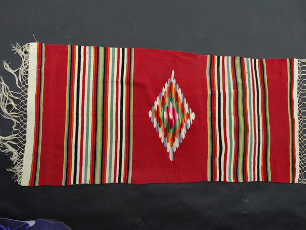 Red Tabletop Serape circa 1930s A2416