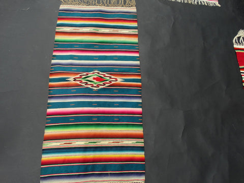 Teal Tabletop Serape circa 1930s A2417