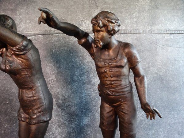 The Diving Lesson -  A Pair of early 1900s White-Metal Figures A2439