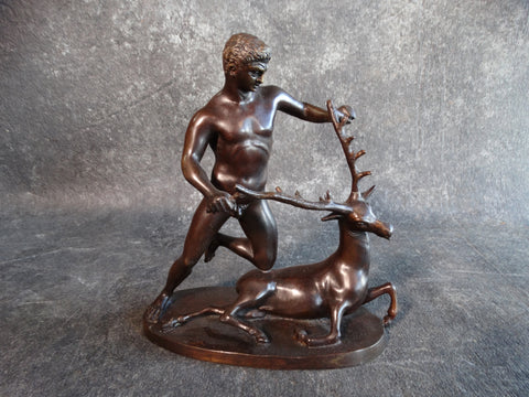 The Death of Actaeon (Hunter and Stag) Bronze Statue circa 1900 A2440