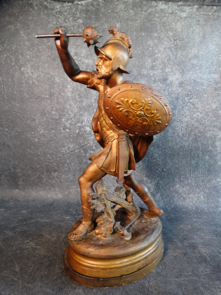 Victorian Roman Warrior Spelter Statue with Gilt Finish 19th Century A2441