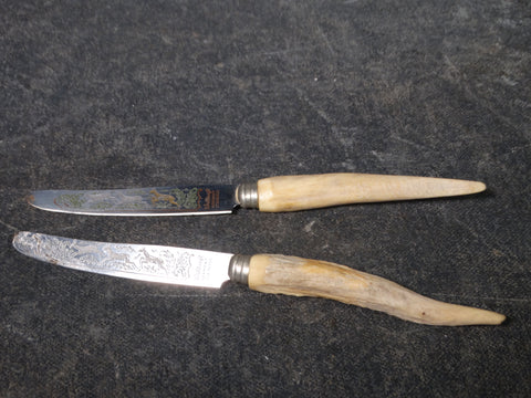 Pair of Vintage Antler Handled Waltcraft Sollingen Stainless Knives A2526