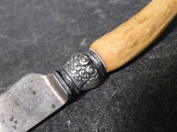 Elk Horn Handled Silver Shanked Knife circa 1900 A2529