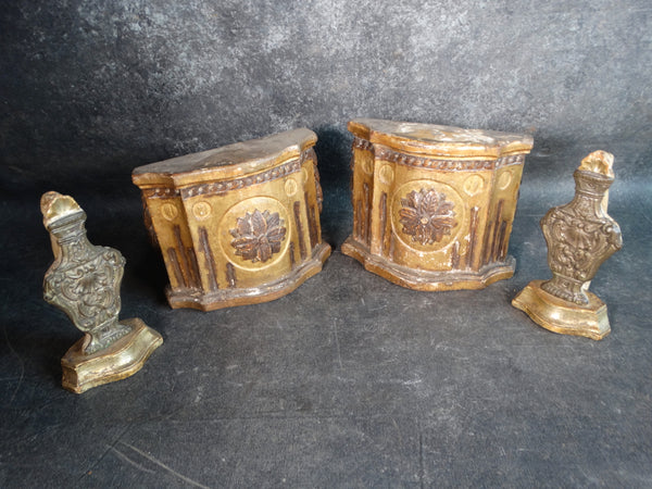 Pair of 19th Century Mediterranean Niches or Wall Shelves with Decorative Urns A2536