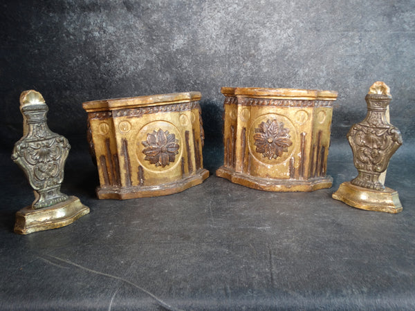 Pair of 19th Century Mediterranean Niches or Wall Shelves with Decorative Urns A2536