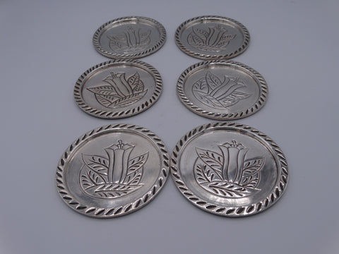Sanborns Set of 6 Silver Coasters - A2539