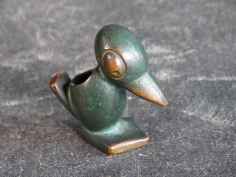 Painted Bronze Deco Crow Toothpick Holder A2561