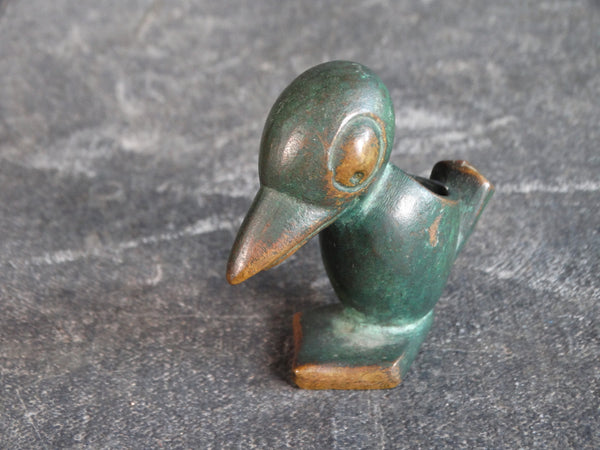 Painted Bronze Deco Crow Toothpick Holder A2561