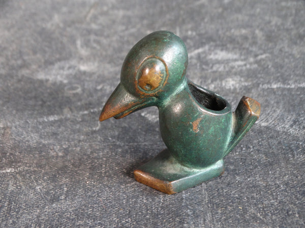 Painted Bronze Deco Crow Toothpick Holder A2561
